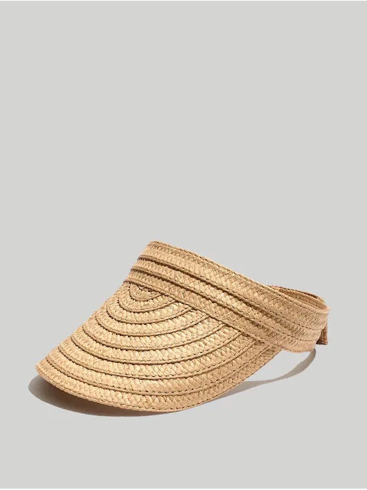 Madewell Straw Braided Packable Visor Hat - Natural Beige - New With Tags